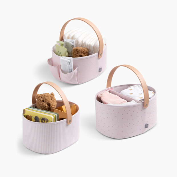 Delta Children babyGap 3-Pack Nested Fabric Storage Bins with Handles - Pink.
