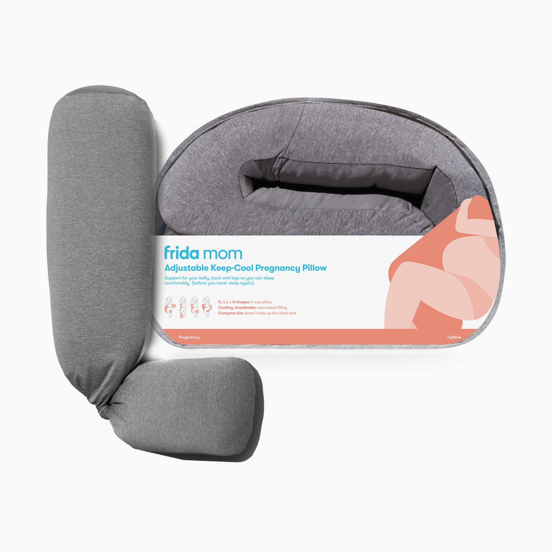 FridaMom Adjustable Body Pillow - Grey