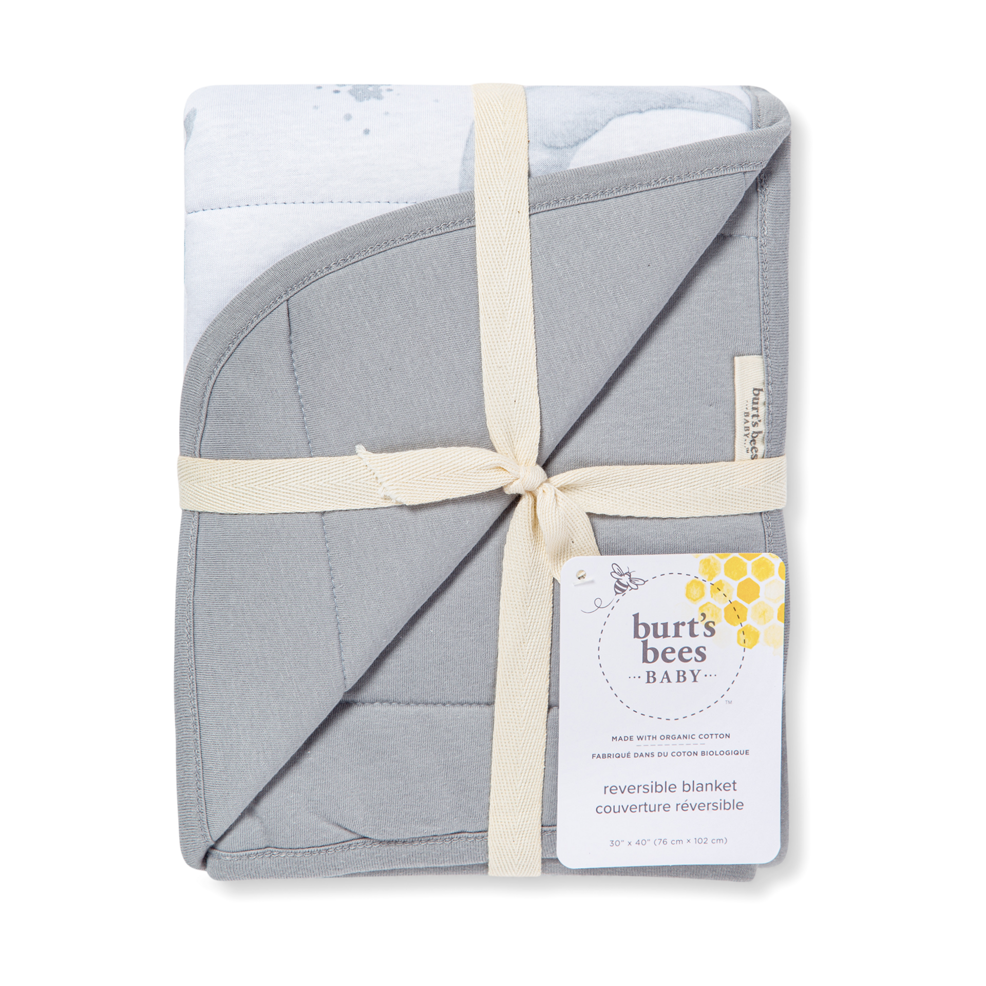 Burt's Bees Baby Reversible Organic Cotton Jersey Knit Blanket - Hello Moon.