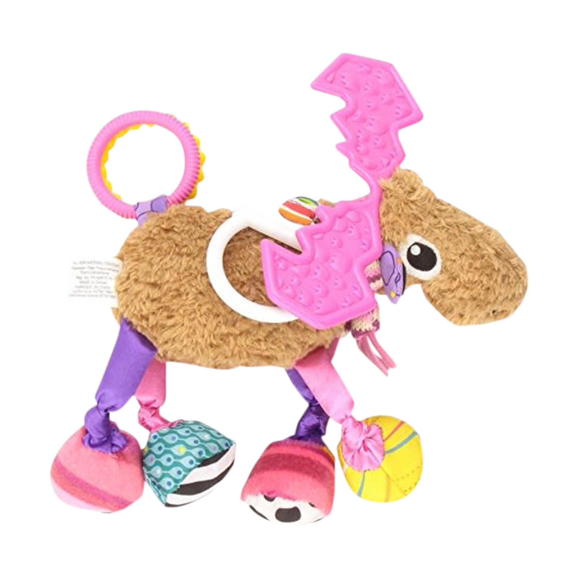 Lamaze Clip On Car Seat and Stroller Toy - Muffin the Moose - Crinkle Sensory Toys for Babies on the Go - High Contrast Travel Toys for Infants - Ages 0 Months and Up