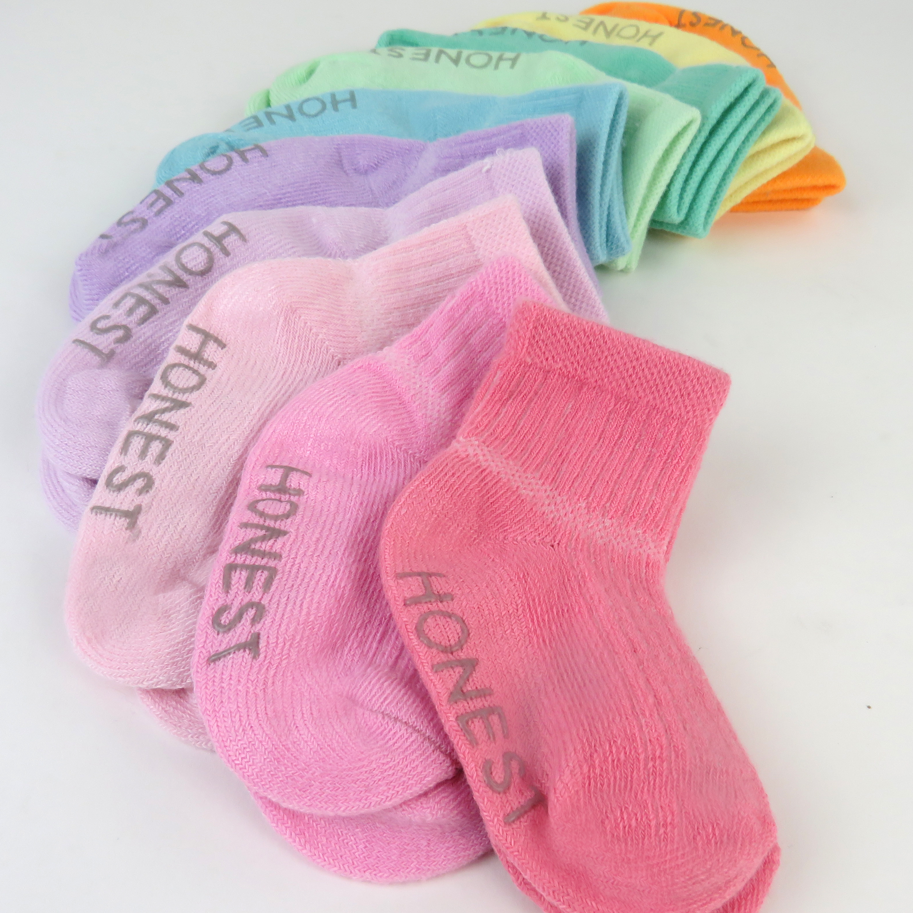 Honest Baby Clothing 10-Pack Cozy Socks - Rainbow Pinks, 0-6 M.