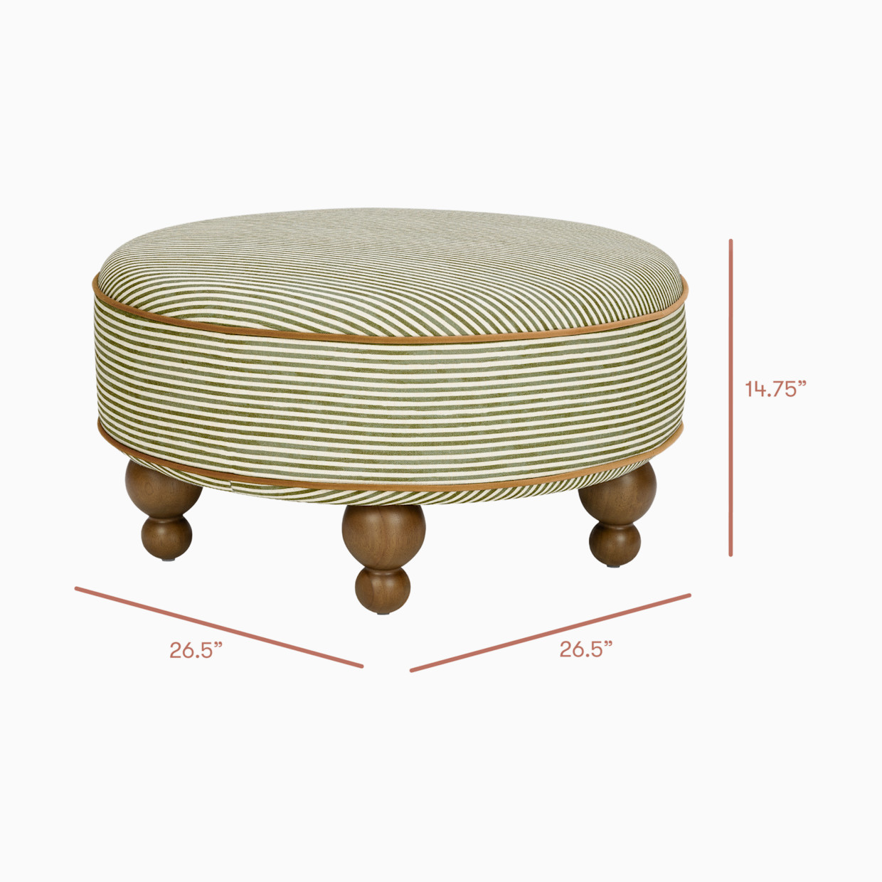 babyletto Astre Ottoman by Nate Berkus - Performance Olive Stripe Eco-Crossweave With Toffee Feet.