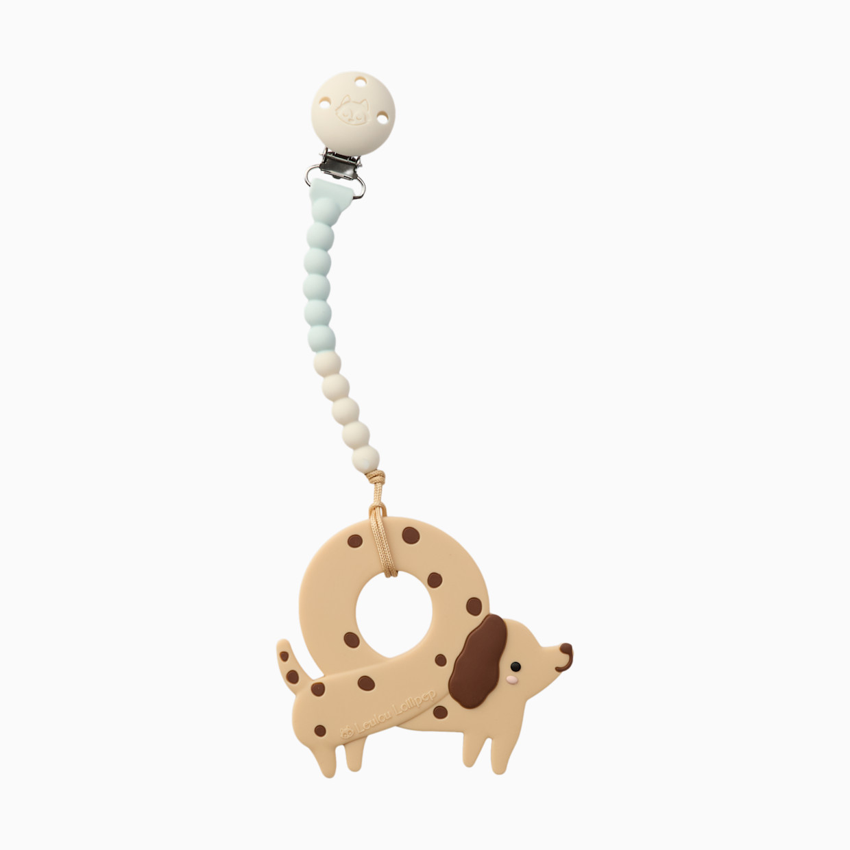 Loulou Lollipop OneC Pacifier Clip Teether Set - Pretzel Dog.