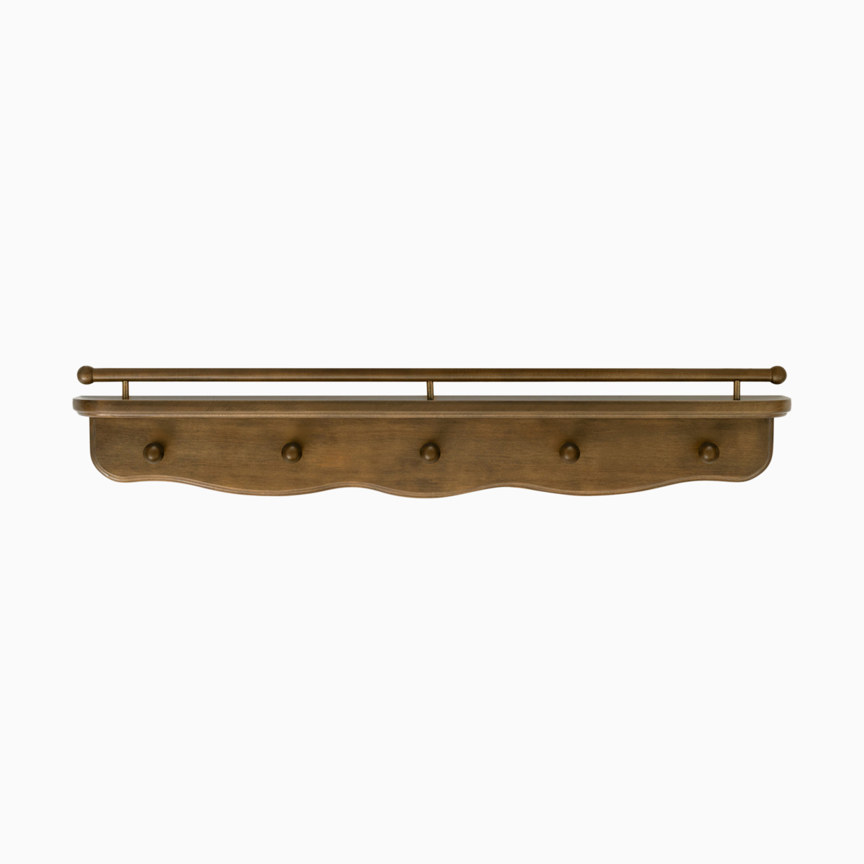Namesake Liberty 31" Wall Shelf with Hooks - Natural Walnut, Contemporary.