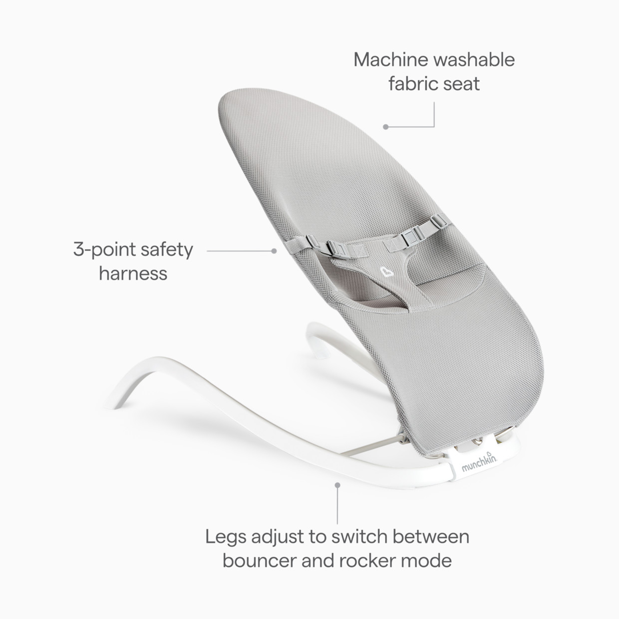 Munchkin Spring 2-in-1 Bouncer & Rocker - Grey.