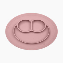 ezpz Mini Mat for 12 Months+ (Blush) - 100% Silicone Placemat + Plate with Suction for Infants + Toddlers - Supports Baby-Led Weaning - for Highchair, Dining Table and Travel