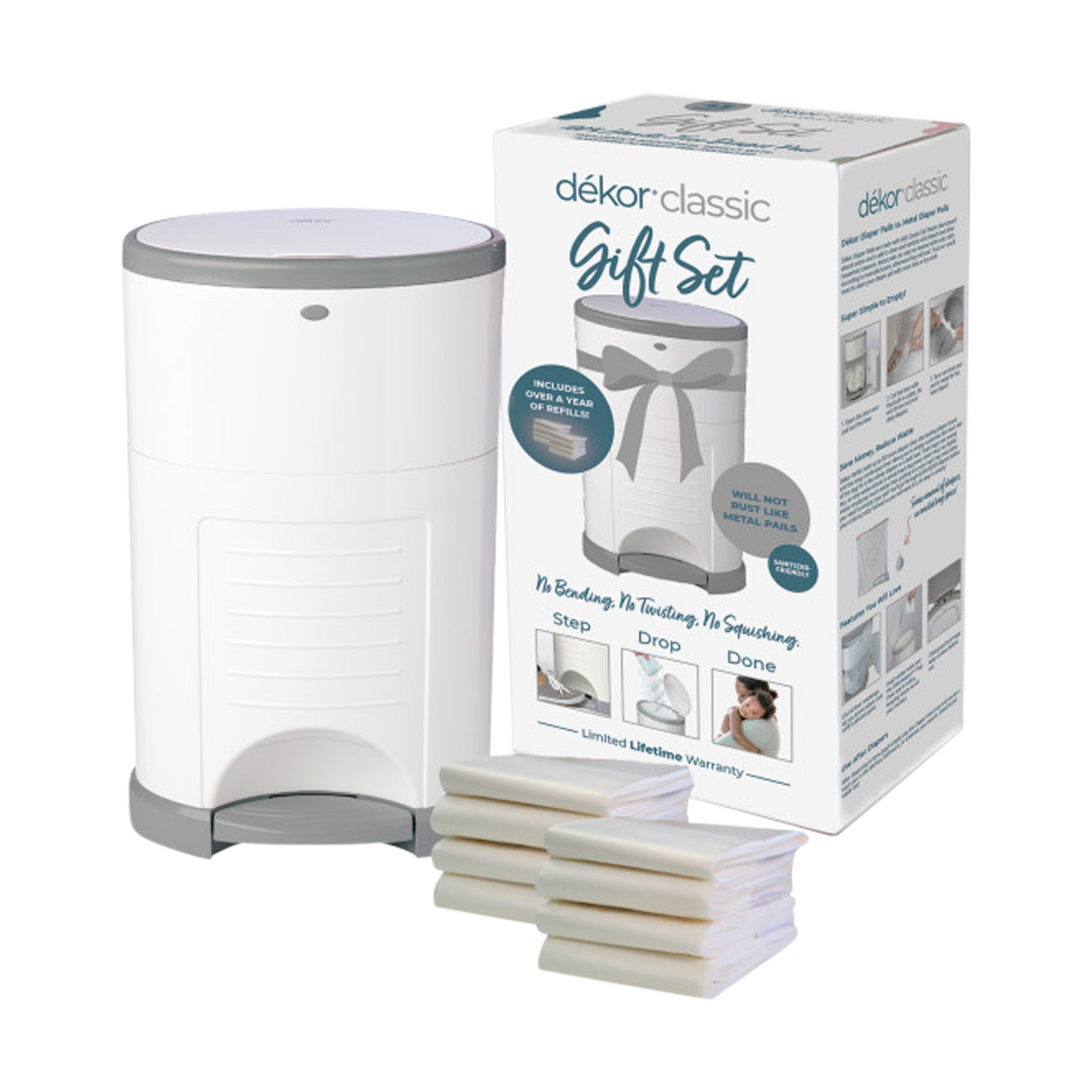 dekor Classic Diaper Pail Value Gift Set White Babylist Shop