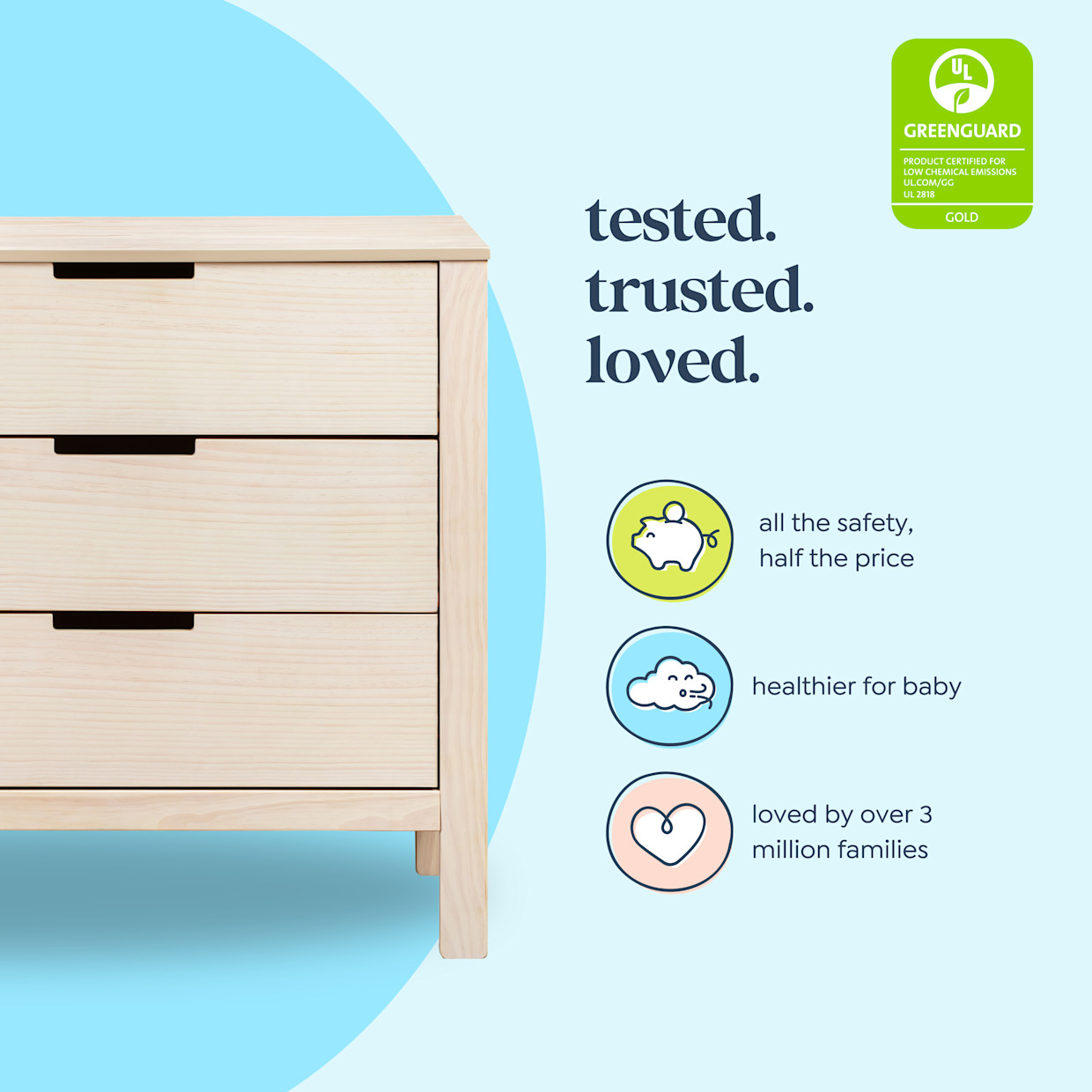 Carter's by daVinci Colby 3-Drawer Dresser - Washed Natural.