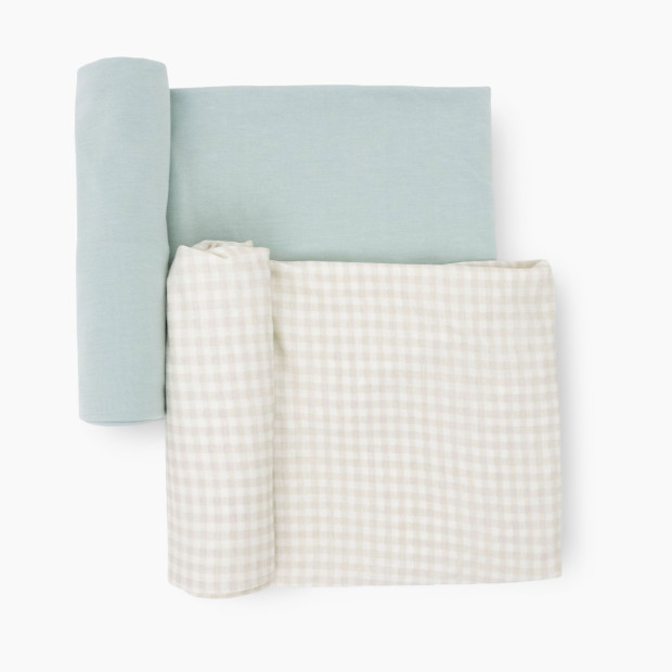 Little Unicorn Stretch Knit Swaddle 2-Pack - Frost Green.