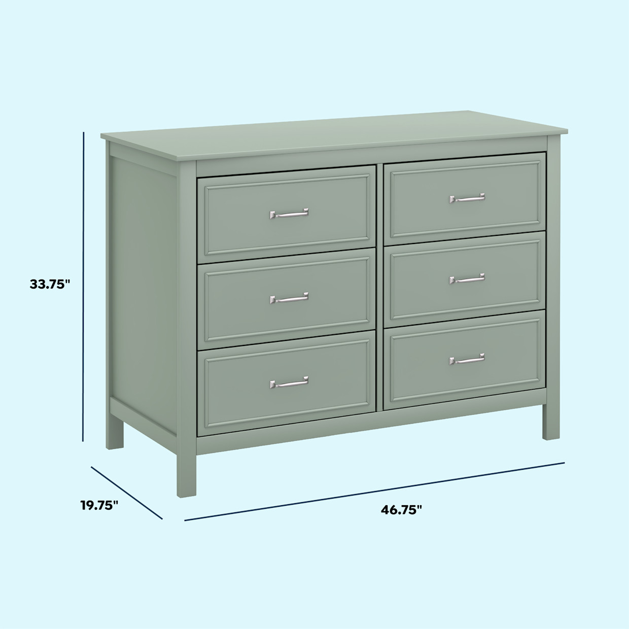 daVinci Charlie 6-Drawer Double Dresser - Light Sage.