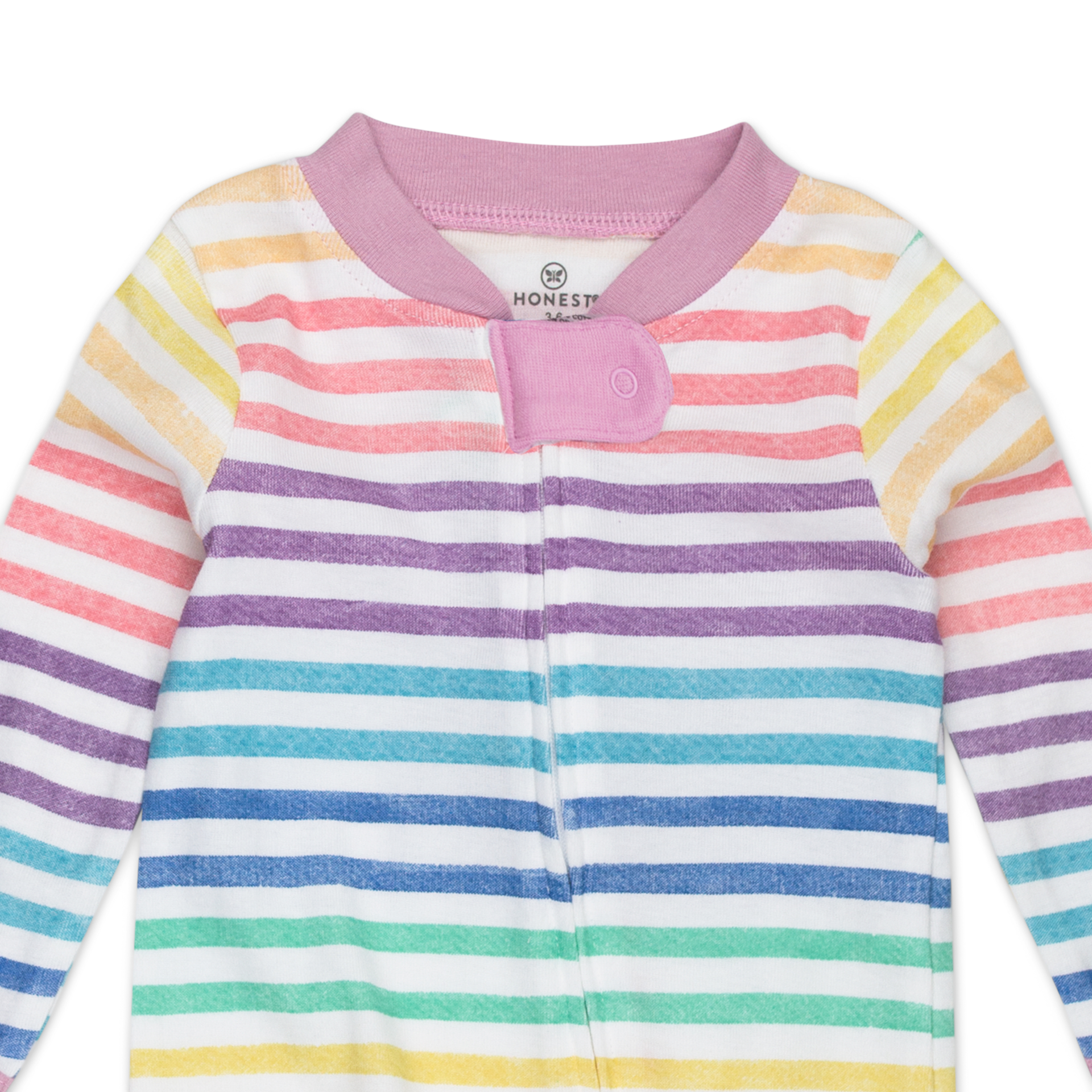 Honest Baby Clothing Organic Cotton Sleep & Play - Rainbow Stripe Pink, Newborn.