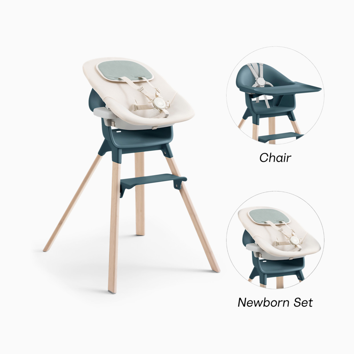 Stokke Clikk High Chair - Fjord Blue, Clikk High Chair + Newborn Set.