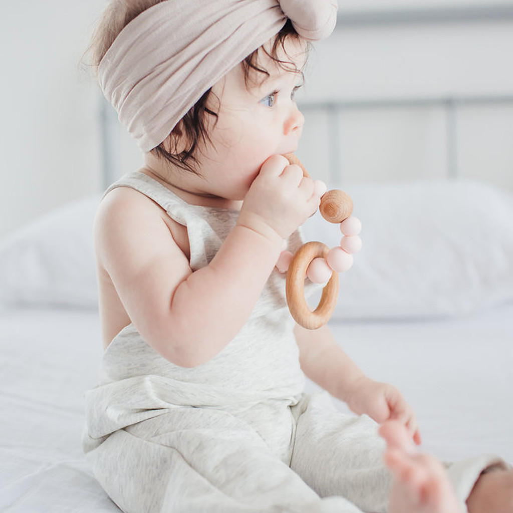 Loulou Lollipop Bubble Silicone & Wood Teething Rattle - Rainbow.