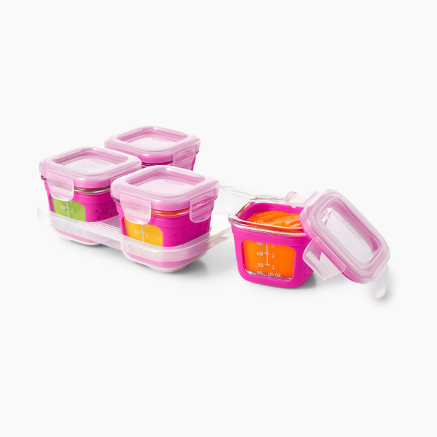 OXO Tot Glass Baby Blocks 4oz Storage Containers - Pink.