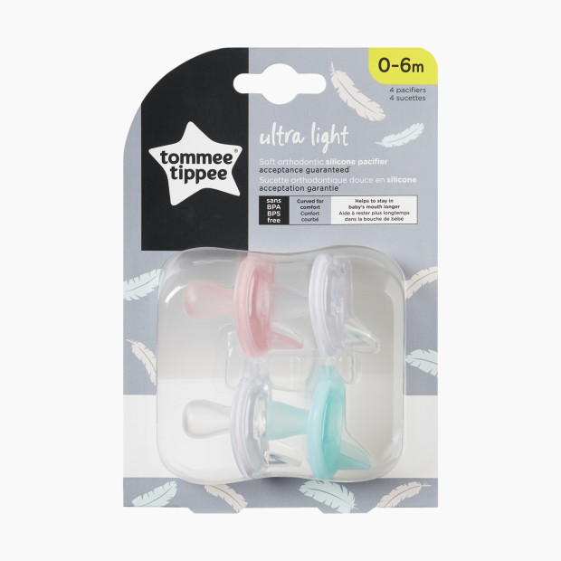 Tommee Tippee Ultra Light Silicone Pacifier - Pink/Aqua, 0-6 Months, 4.
