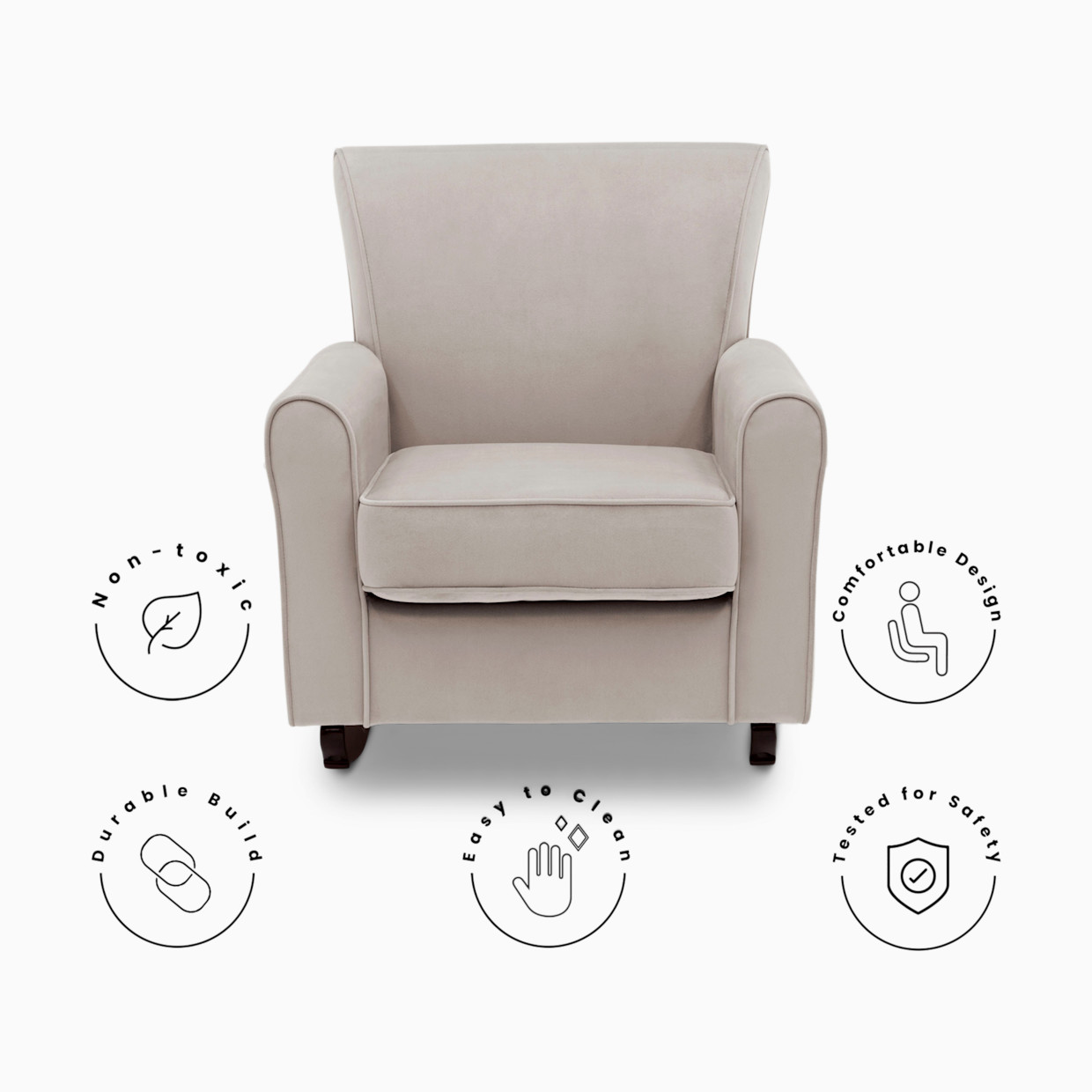 Delta Children Lancaster Rocking Chair - Linen With Dark Chocolate Frame.