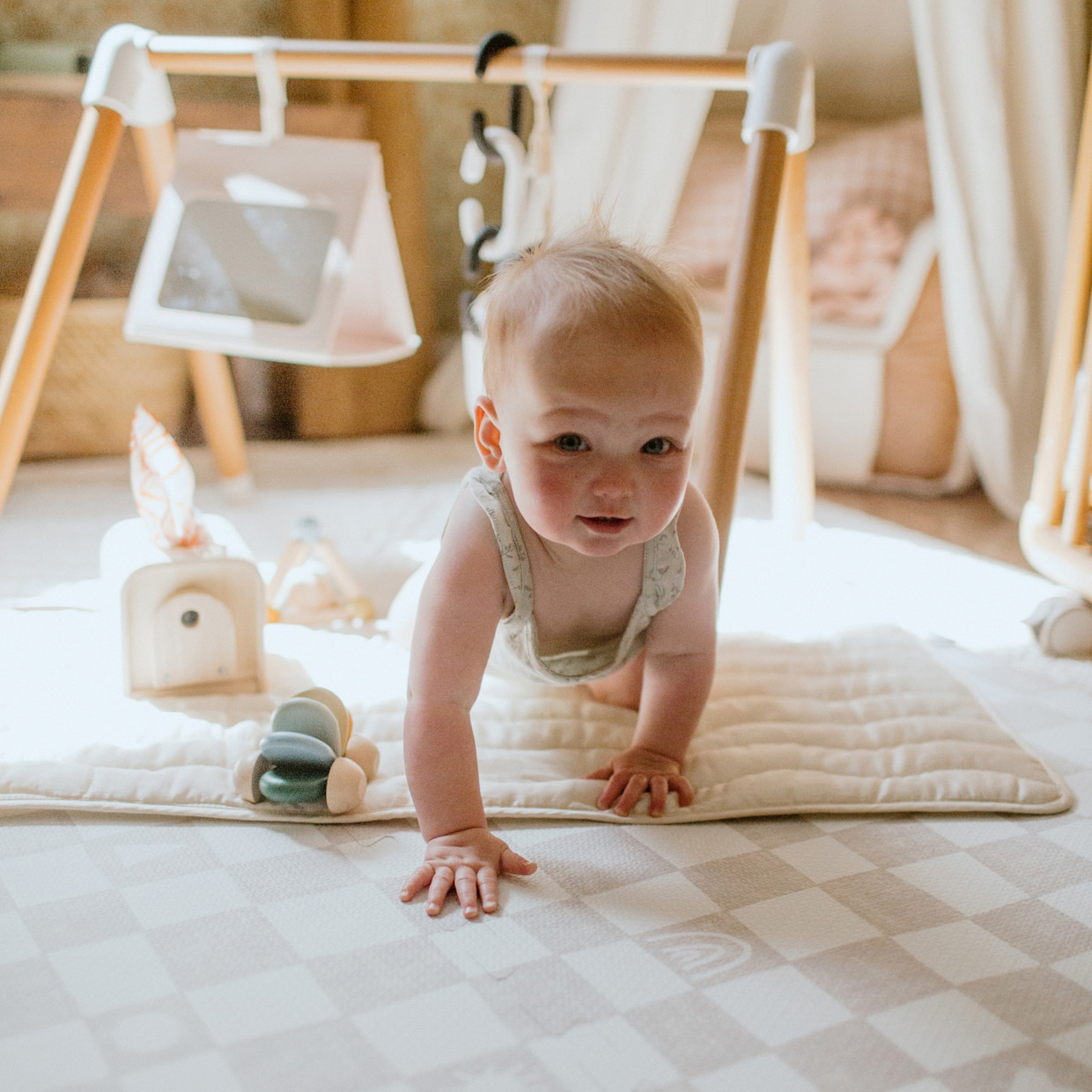 Lalo Play Mat l Checkered Collection - Oatmeal Checkered.