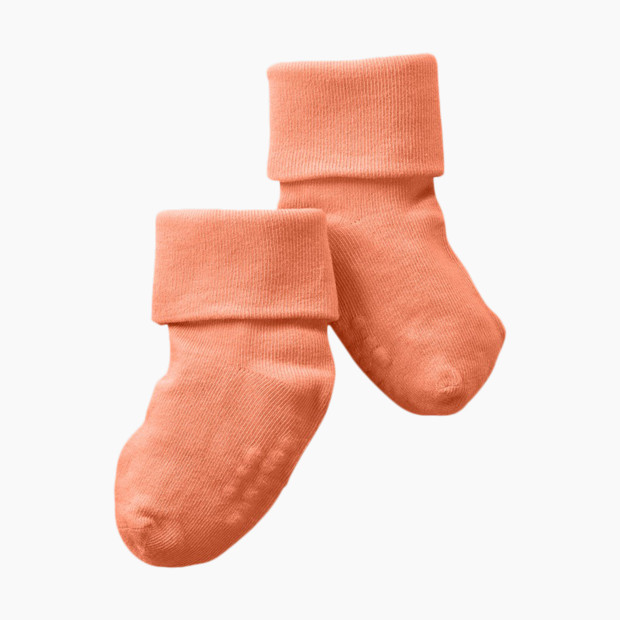 Babysoy Organic Cotton Comfy Basics Socks - Cantaloupe, 6-12 Months.