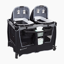 Baby Trend Retreat Nursery Center with Two Removable Rock A Bye Bassinets, Changing Table, Organizer, and Music Center with Nightlight, Quarry