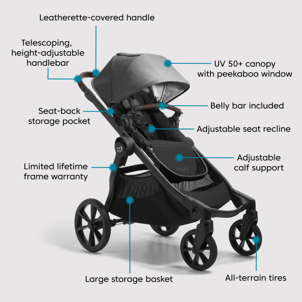 Baby Jogger City Select 2 Stroller, Eco Collection - Harbor Grey.