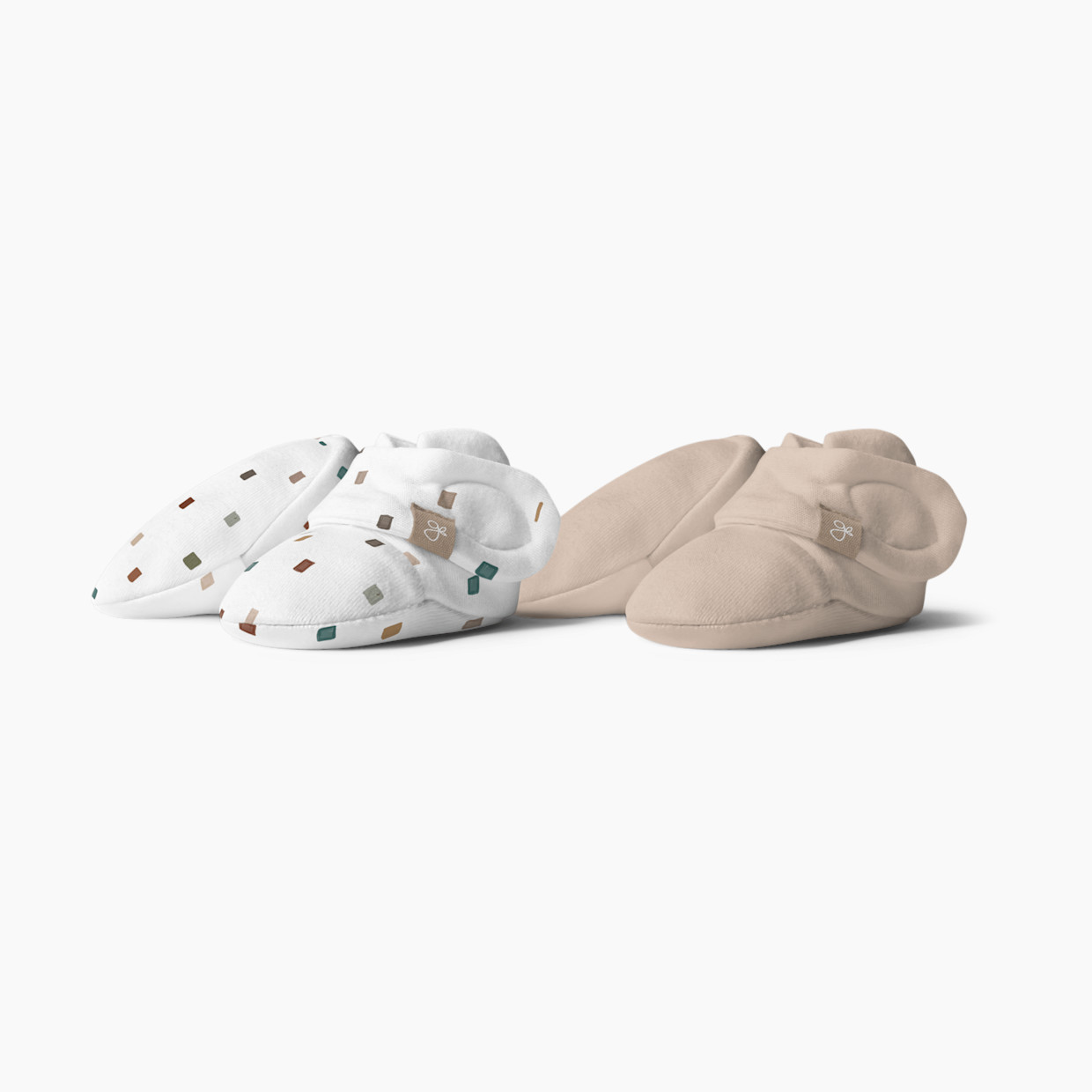 Goumi Kids Stay-On Baby Booties (2 pack) - City Blocks +Sandstone, 3-6 Months.