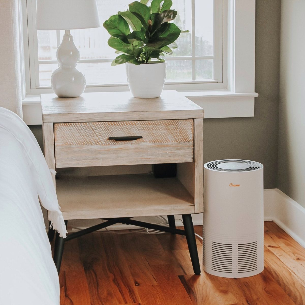 Crane Premium True HEPA Tower Air Purifier - White.