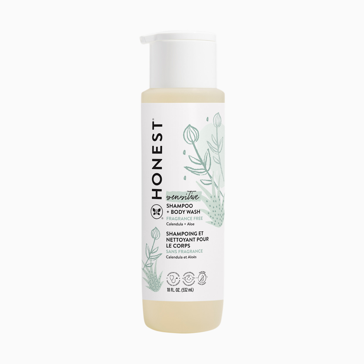 The Honest Company Shampoo & Body Wash - Sensitive (Fragrance Free), 18 Fl Oz.