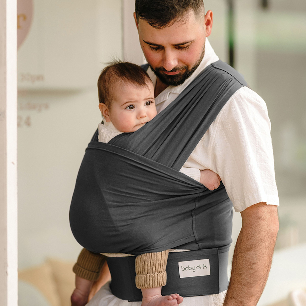 BabyDink T-Shirt Newborn Wrap Carrier - Slate, XXL.