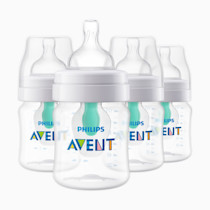 Philips Avent Anti-Colic Bottle with AirFree Vent, 4oz, with Flow 1 Nipples, 0m+, 4pk, Clear, SCY701/04