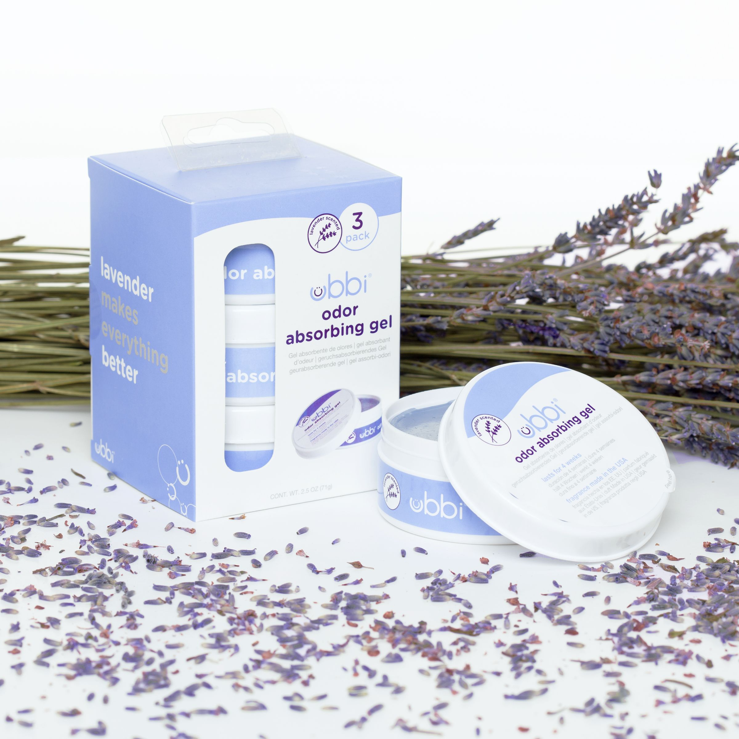 Ubbi Odor Absorbing Gel (3 Pack) - Lavender Scented.