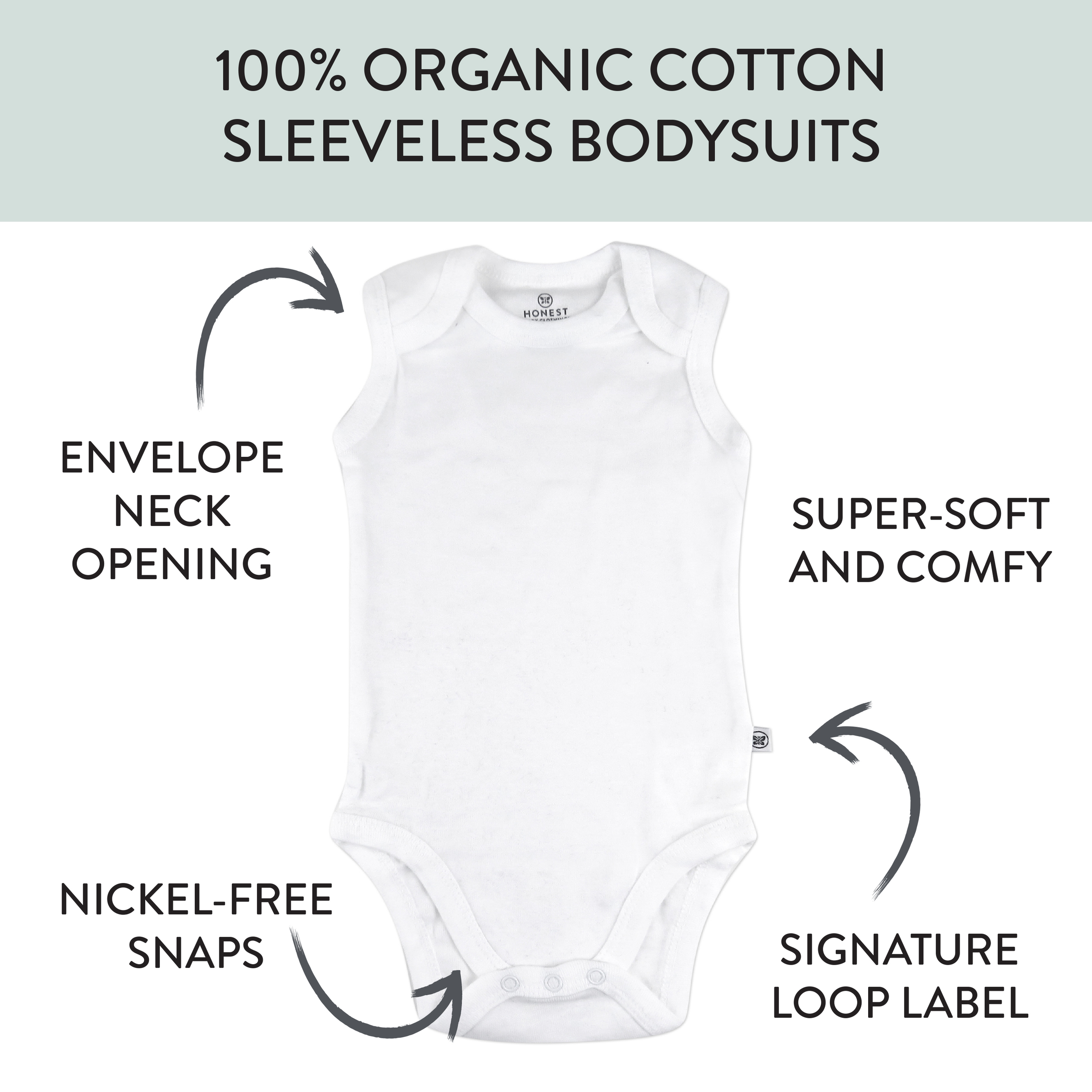 Honest Baby Clothing 10-Pack Organic Cotton Sleeveless Bodysuits, Honestly Pure White - Honestly Pure White, 0-3 M.