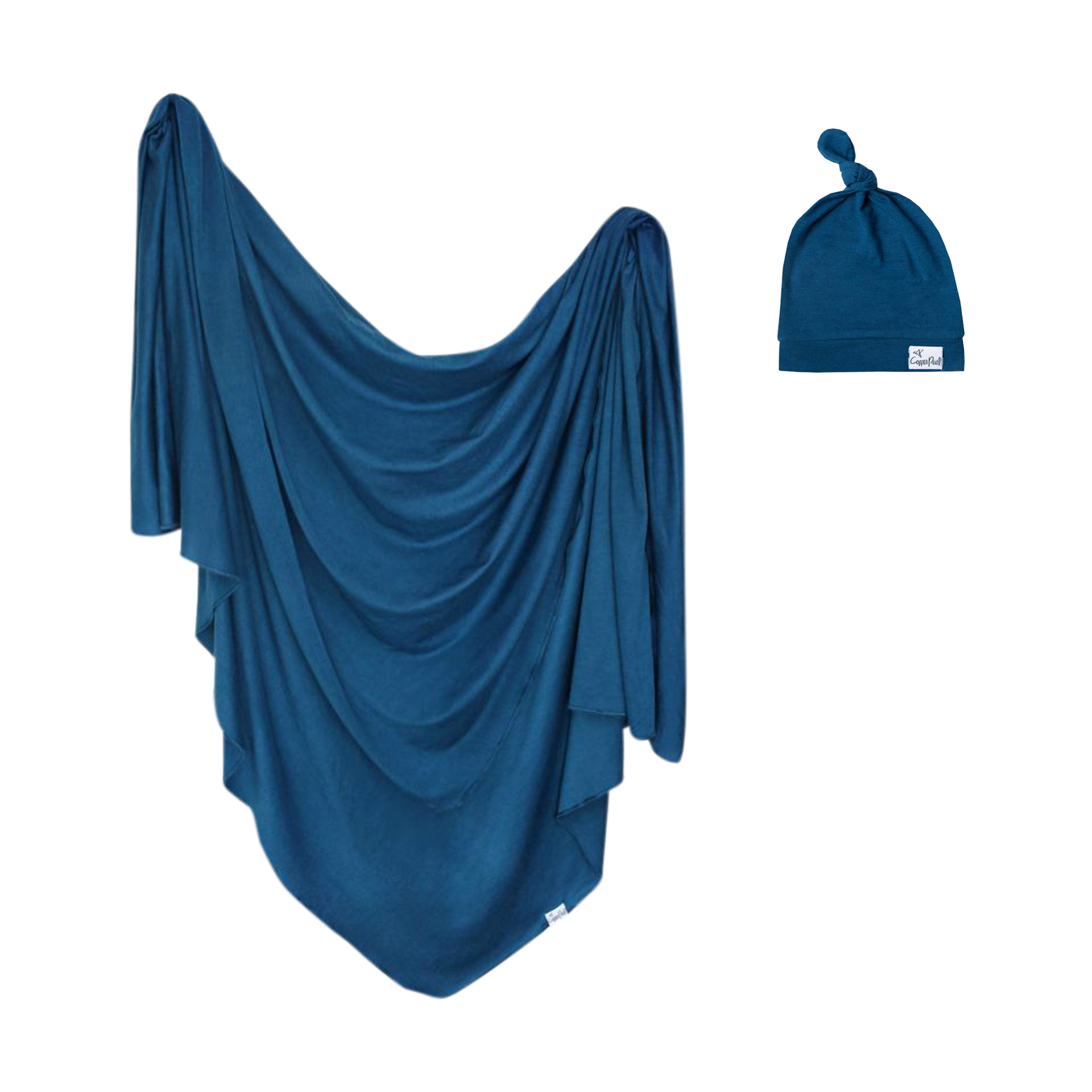 Copper Pearl Top Knot Hat and Swaddle Bundle.