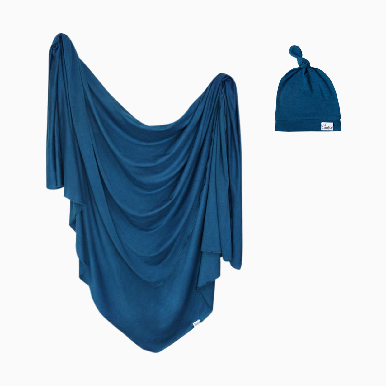 Copper Pearl Top Knot Hat and Swaddle Bundle - River.