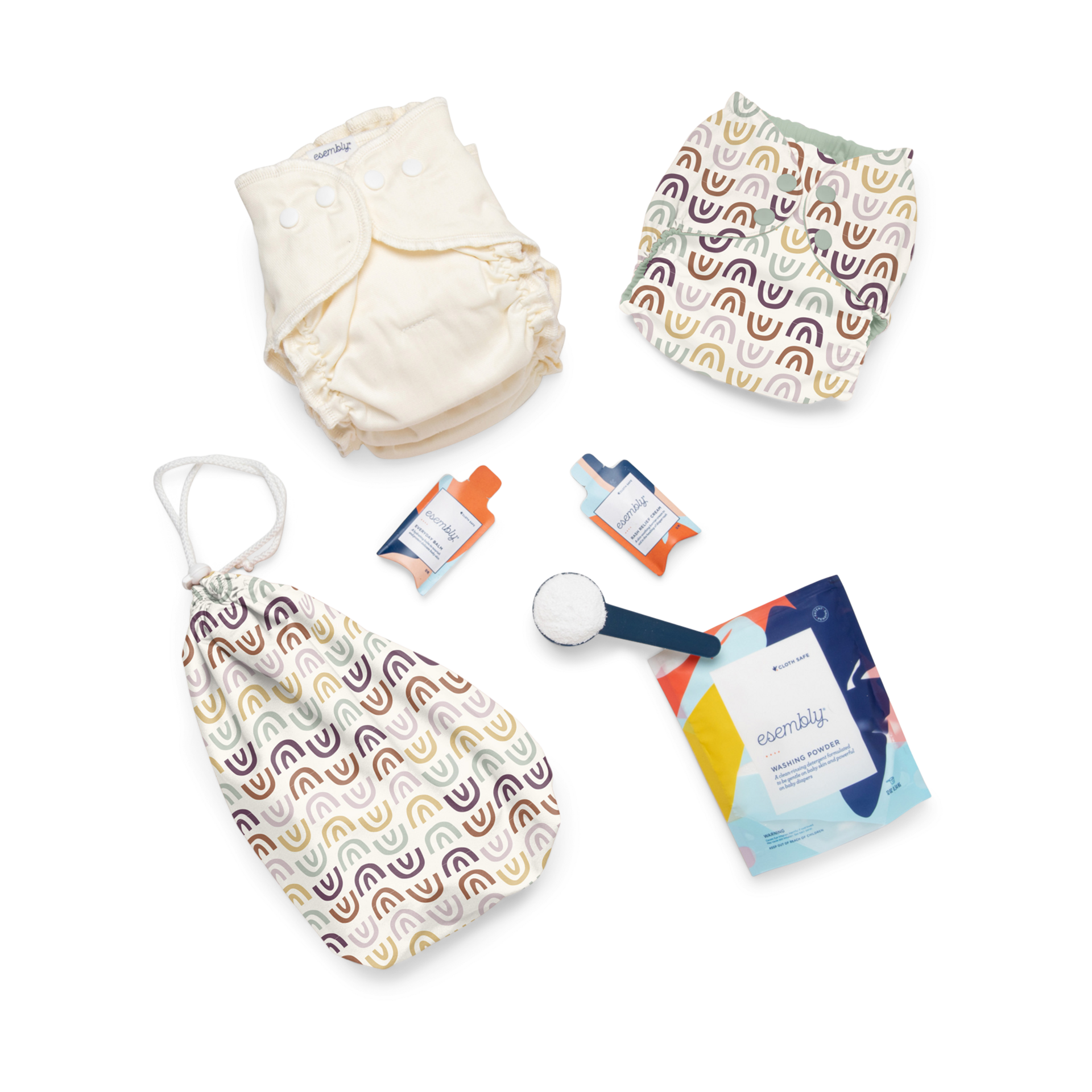 Esembly Cloth Diapering Try-It Kit - Rainbow, Size 1 (7-17 Lbs).