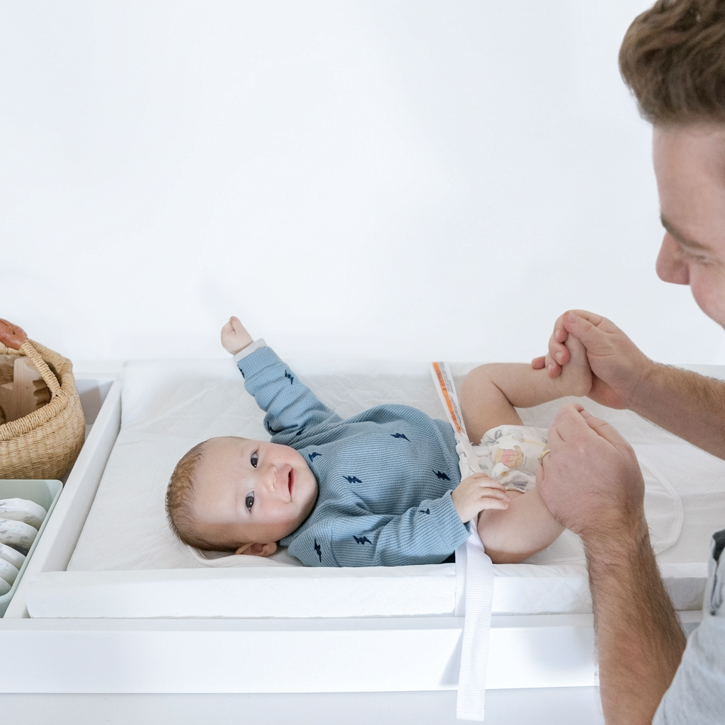 Sprucely 2-Sided Waterproof Changing Pad + Reusable Liner - White.