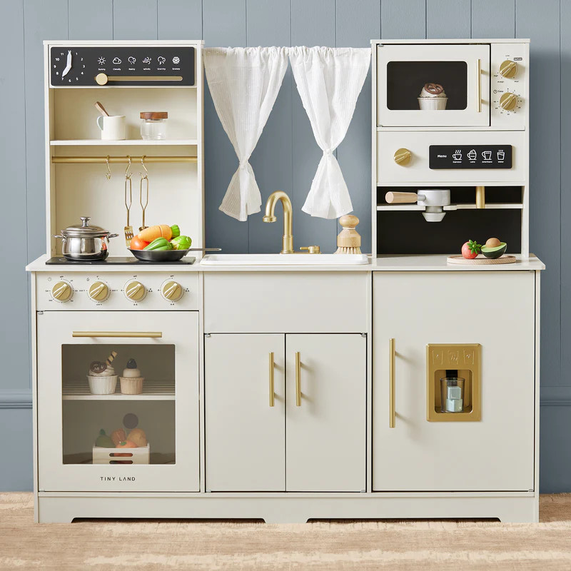 Tiny Land Play Kitchen with Running Water - Aqua Kitchen In Cream.