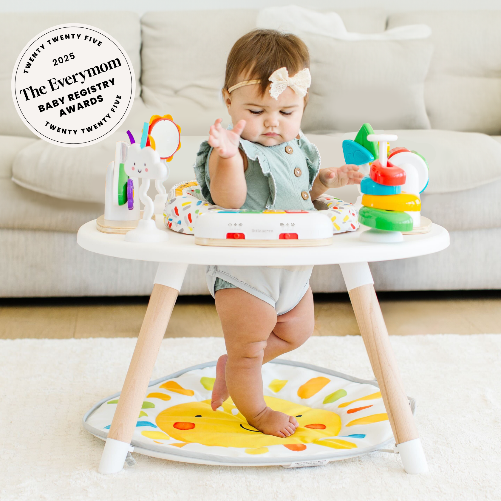 Move2Play 4-in-1 Montessori Inspired Wooden Activity Center & Table - Sun.
