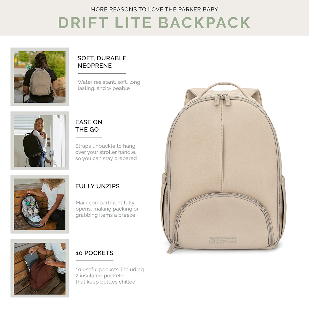 Parker Baby Co. Drift Lite Diaper Backpack - Llama.