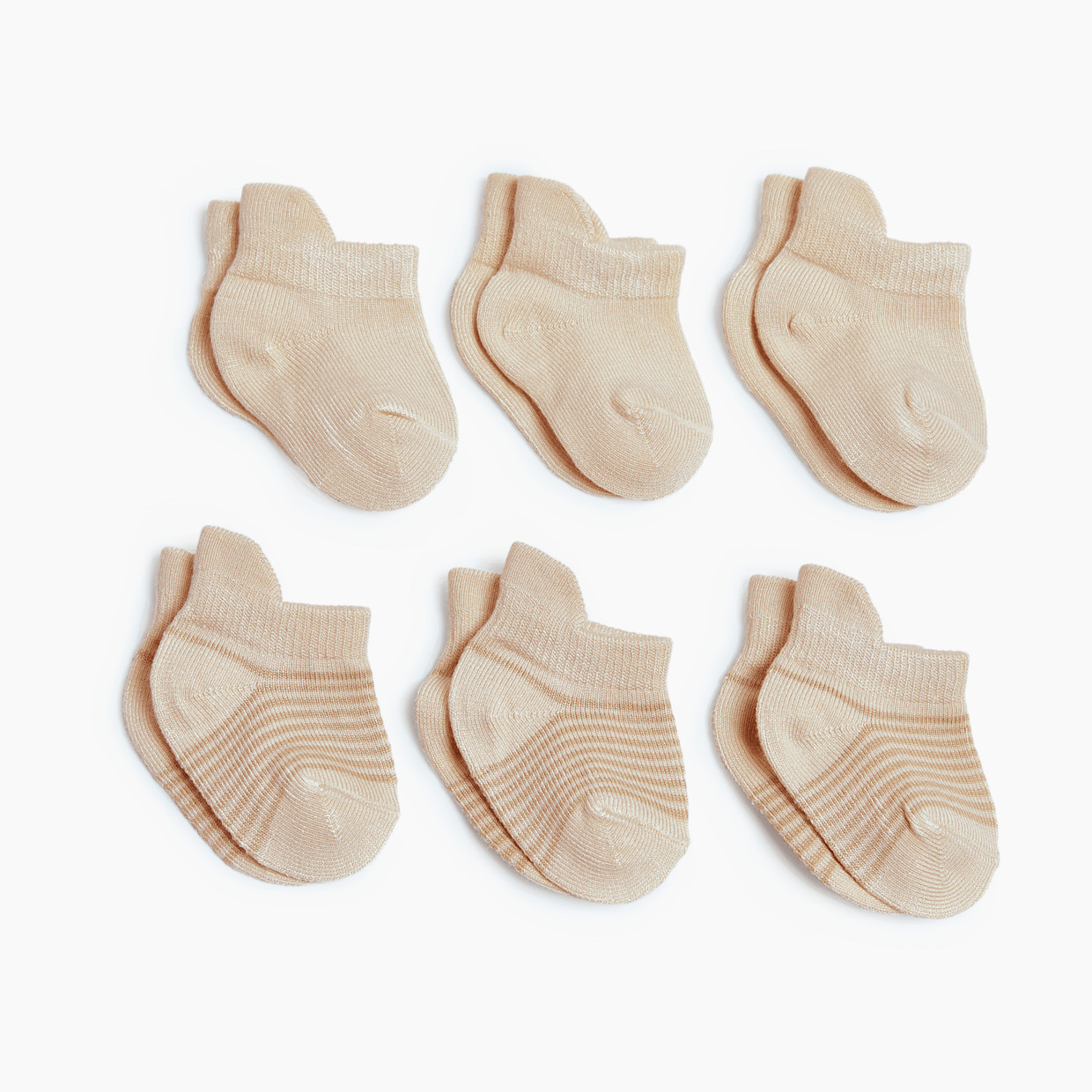 Tiny Kind Bamboo 6-Pack Socks - Ecru, 0-3 M.