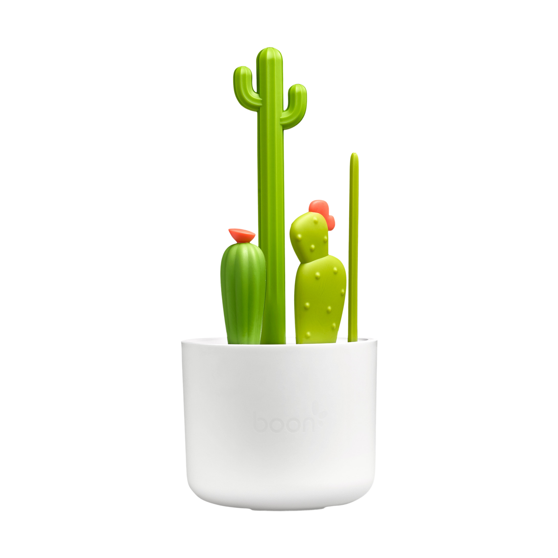 Boon Cacti 4-Piece Bottle Cleaning Brush Set - White/Green.