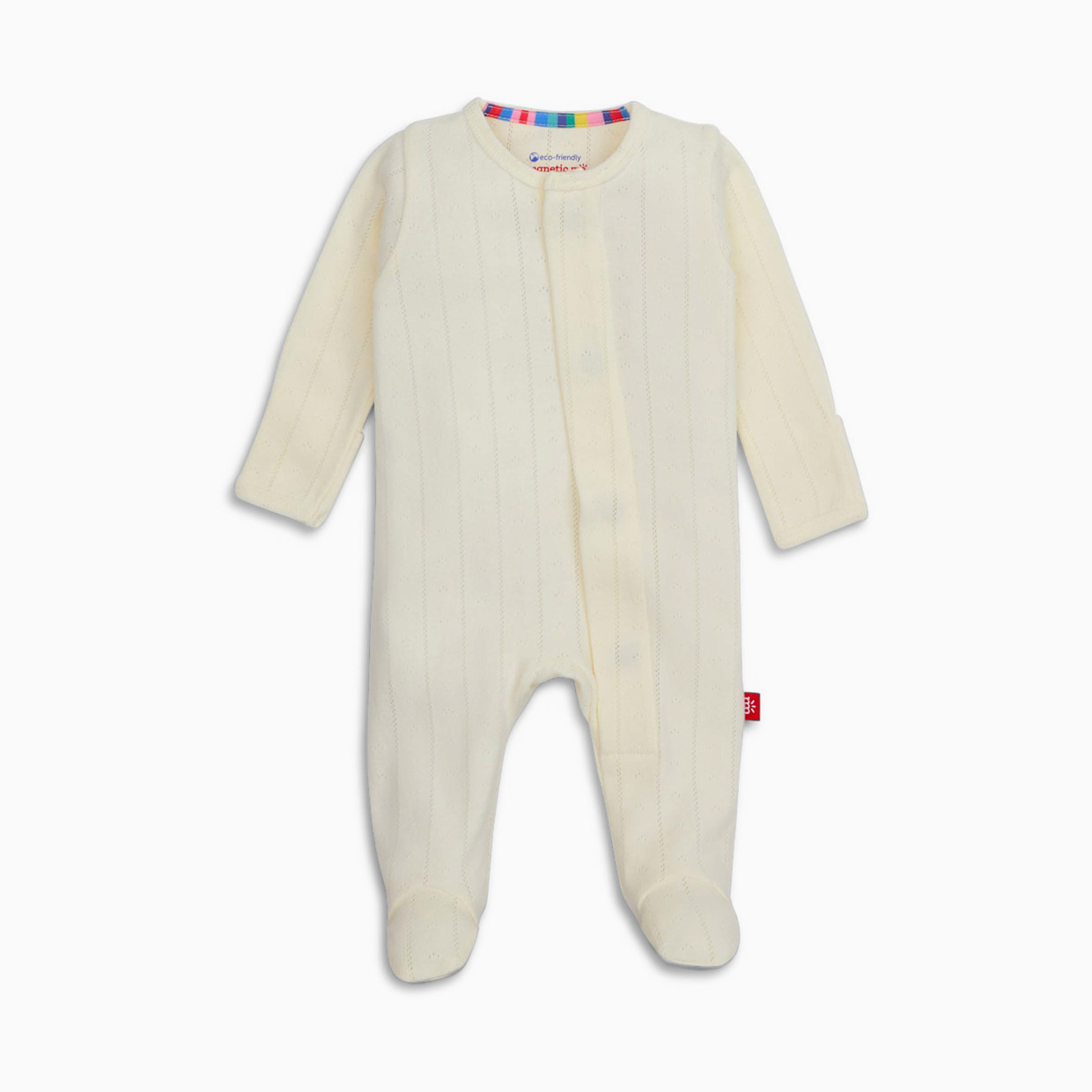 Magnetic Me Pointelle Organic Cotton Footie - White, 3-6 M.