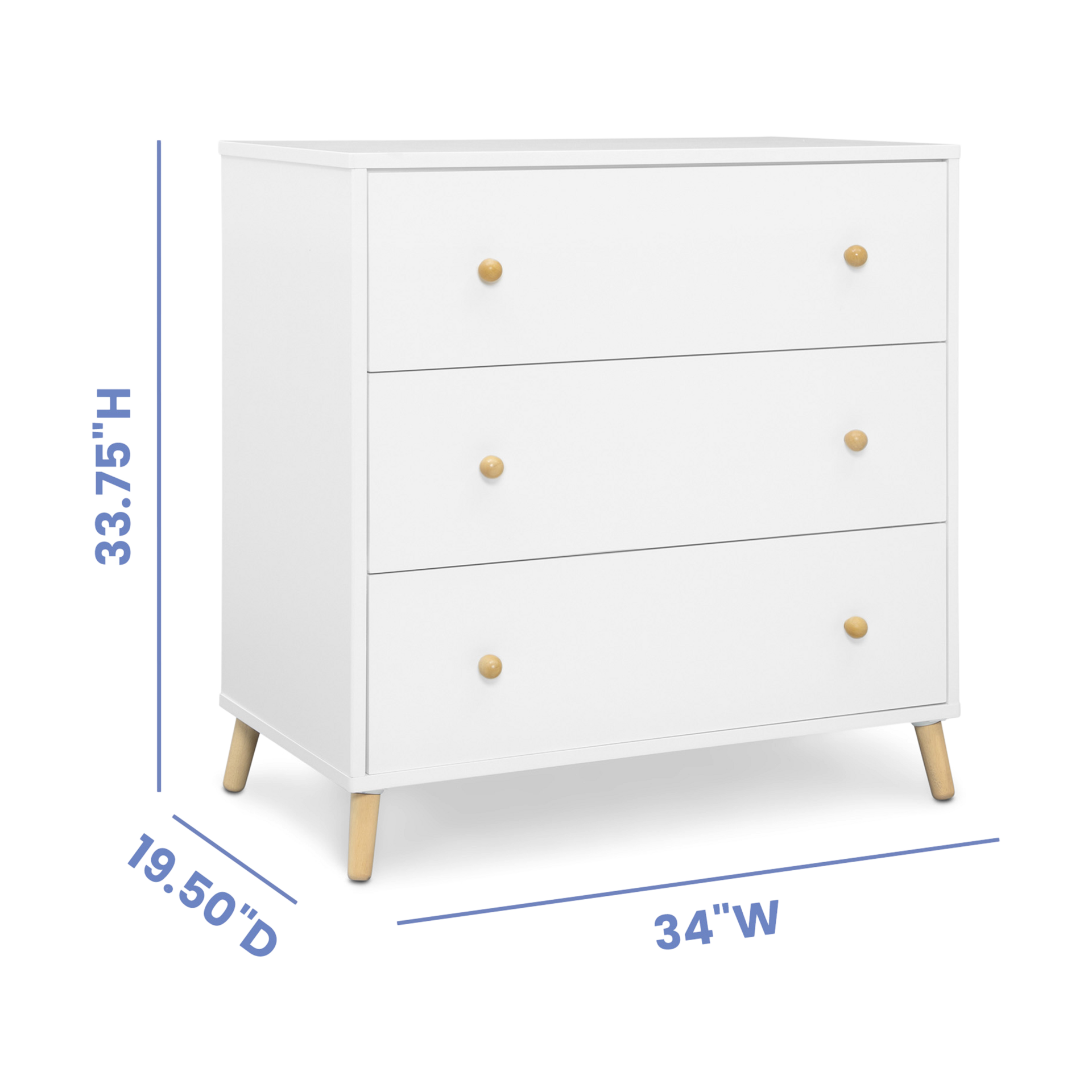 Delta Children Essex 3 Drawer Dresser - Bianca White/Natural.