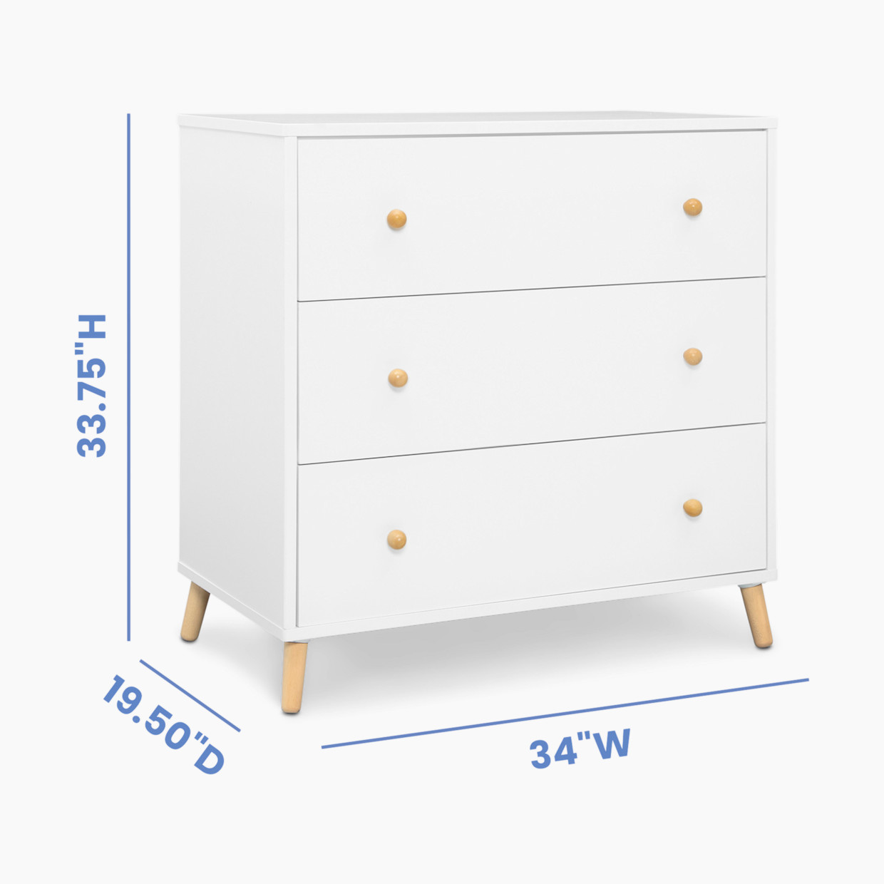 Delta Children Essex 3 Drawer Dresser - Bianca White/Natural.