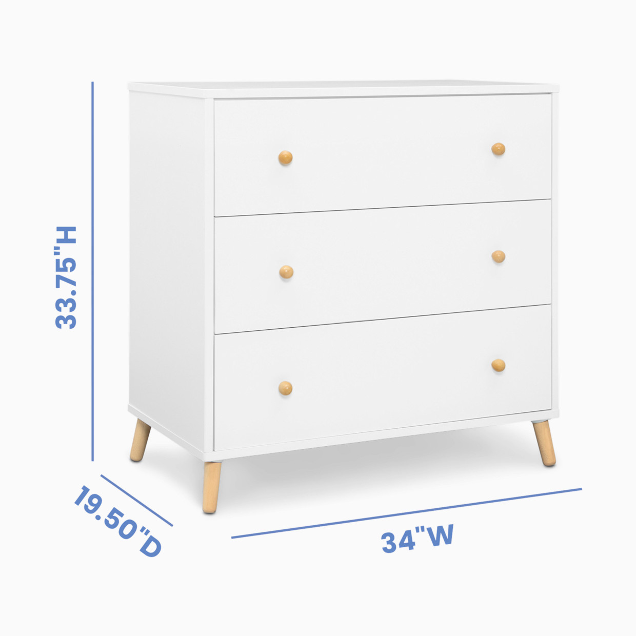 Delta Children Essex 3 Drawer Dresser - Bianca White/Natural.