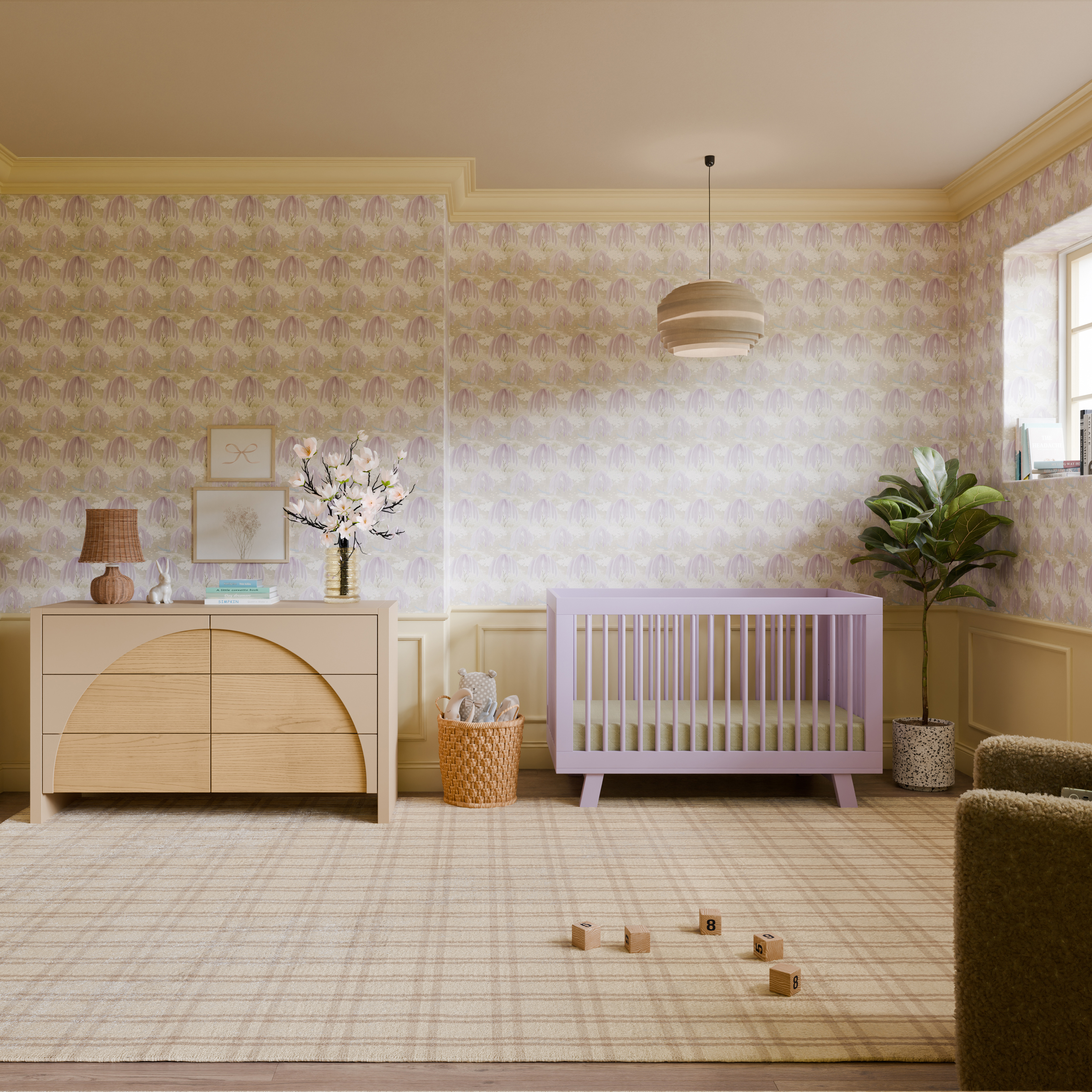 babyletto Hudson 3-in-1 Convertible Crib with Toddler Bed Conversion Kit - Lilac.