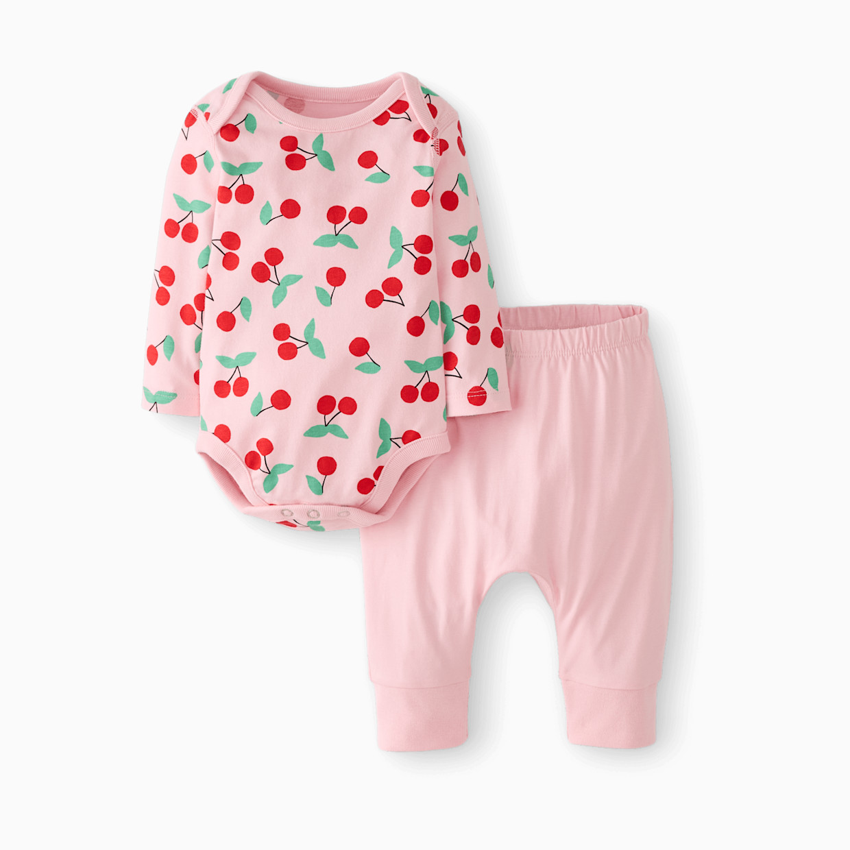 Hanna Andersson Baby Wiggle Set - Cherries On Light Pink, 0-3 M.