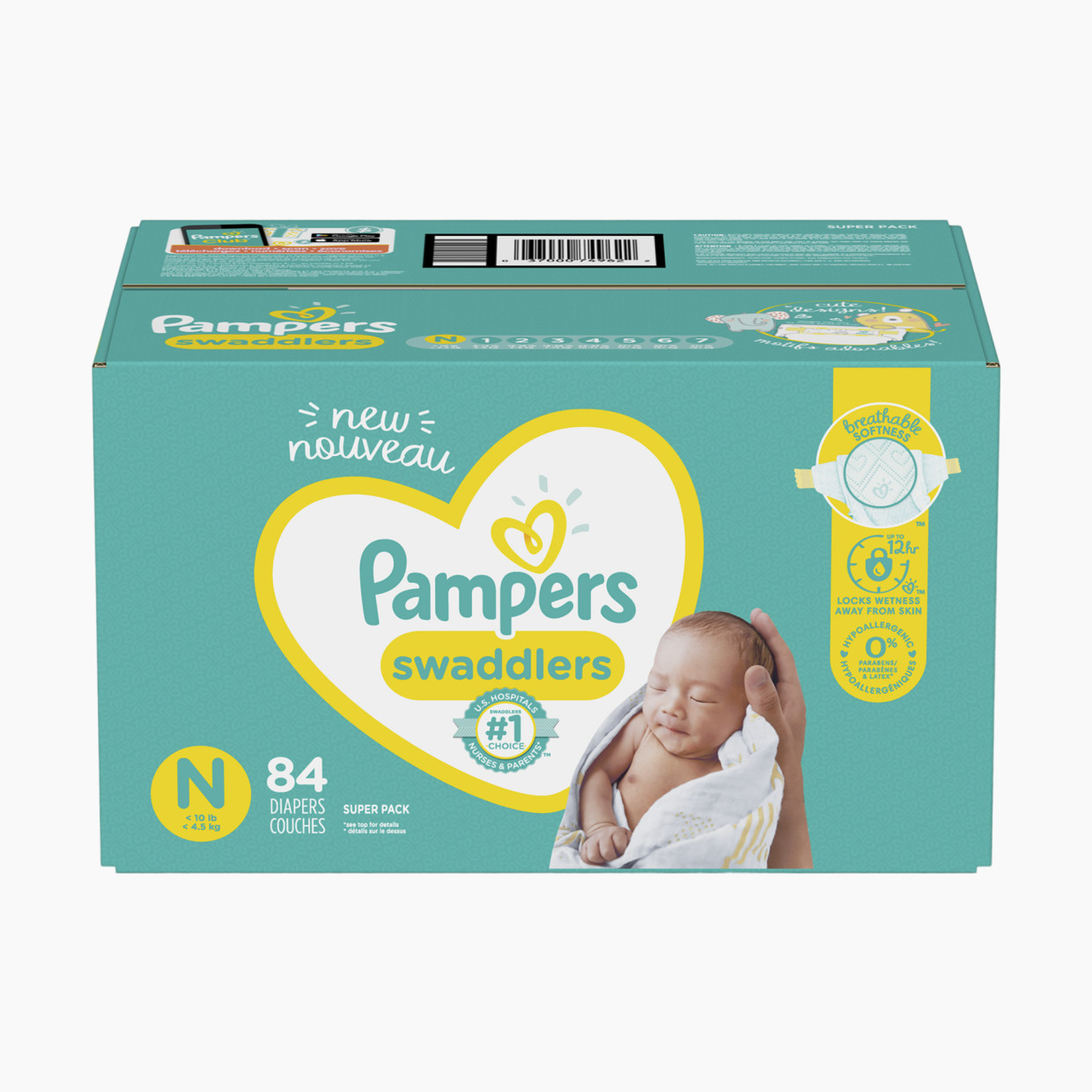 Pampers Swaddlers Disposable Diapers - Newborn, 84 Count.
