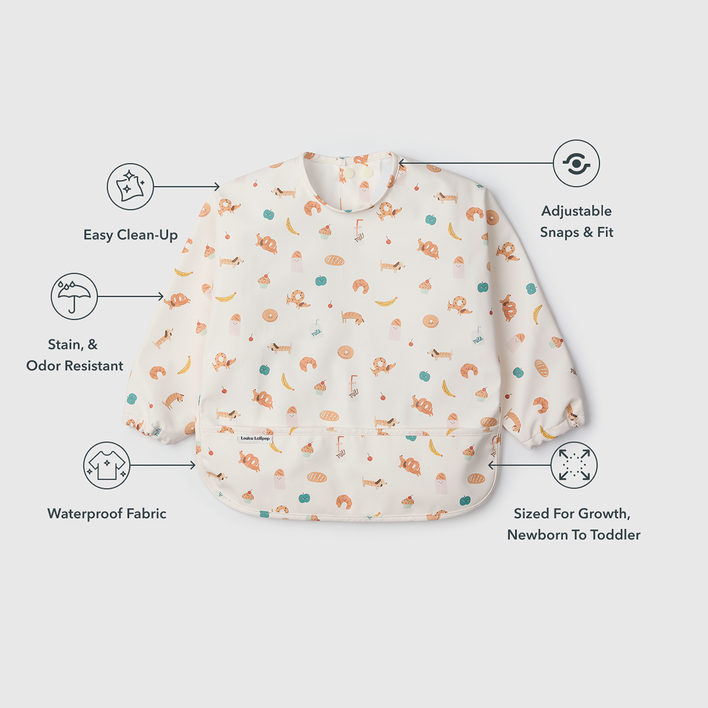 Loulou Lollipop Long Sleeve Waterproof Smock Bib.