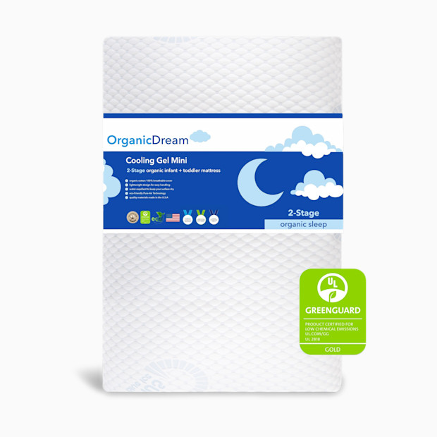 Organic Dream Cooling Gel Premier 2-Stage Mini Crib Mattress.