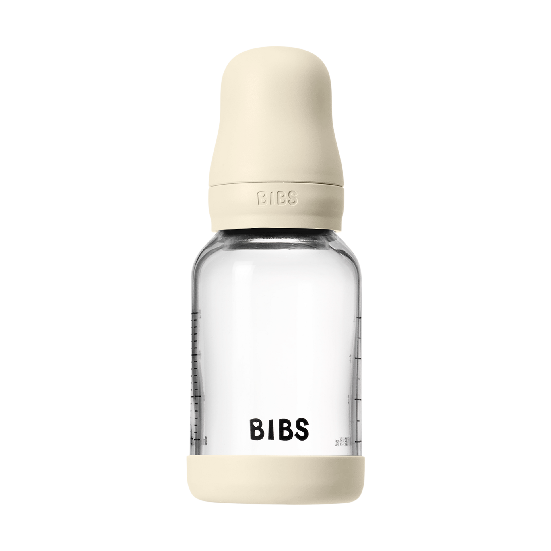 BIBS Baby Glass Bottle with Natural Rubber Nipple - Ivory, 4oz.